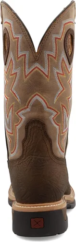 Miniatura 3 de Twisted X mens 12" Pull on Soft Toe Western Work Boot Taupe & Bomber