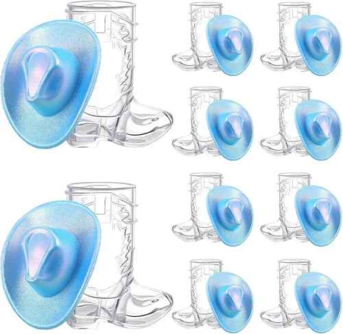 Vesici 20 vasos de tiro para botas de vaquero, gafas de tiro de vaquera occidental, sombreros, suministros de fiesta temática de vaquera espacial,