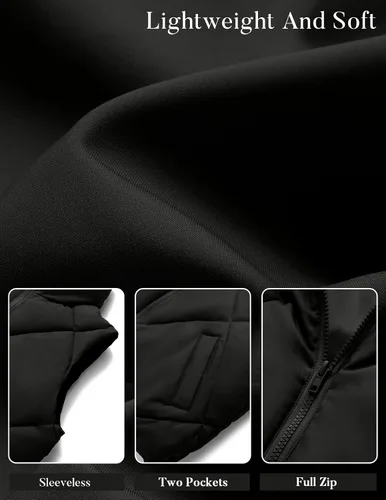 Miniatura 5 de MEROKEETY Chaleco acolchado sin mangas con cremallera para mujer, con cuello alto, con bolsillos