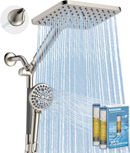 Miniatura 15 de MakeFit Combo de Cabezal de Ducha de Lluvia con Doble Filtro, Cabezal de Ducha de Mano con Barra Ajustable - Cabezal de Ducha de Lluvia y Cabezal