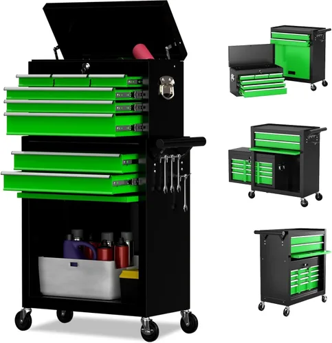 Miniatura 8 de Caja de herramientas con 8 cajones y ruedas, caja de almacenamiento de herramientas extraíble con 4 ruedas y cajones, organizador de herramientas