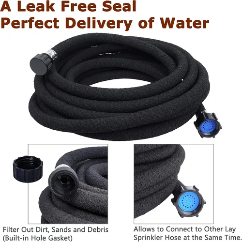 Miniatura 4 de Manguera de remojo de goma resistente de 1/2 pulgada x 25 pies, manguera de agua de goteo con 70% de ahorro de agua, perfecta para camas de flores