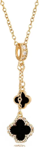 Ruannan Collar de trébol de cuatro hojas chapado en oro de 18 quilates, collares con colgante de trébol de la suerte, collares con colgante de