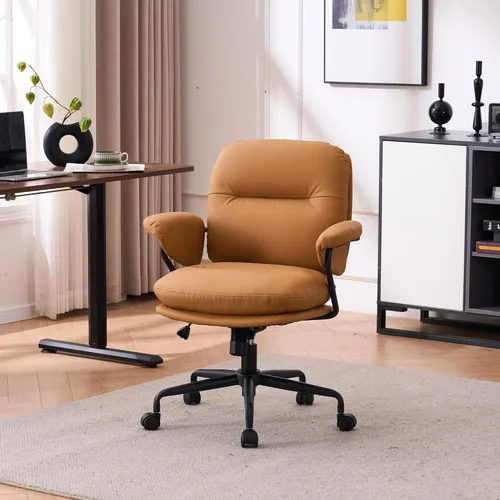 Sillas ergonómicas de oficina en casa, silla de oficina de piel, cómoda silla de oficina con reposabrazos acolchados, silla de computadora cómoda de