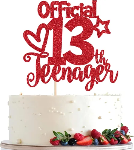 Miniatura 10 de Rsstarxi 1 paquete de 13 decoraciones oficiales para tartas de adolescentes con purpurina negra para decoración de pastel de cumpleaños de 13 años