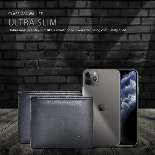 Miniatura 5 de Carteras RFID delgadas para hombres - Cartera de bolsillo frontal de piel genuina