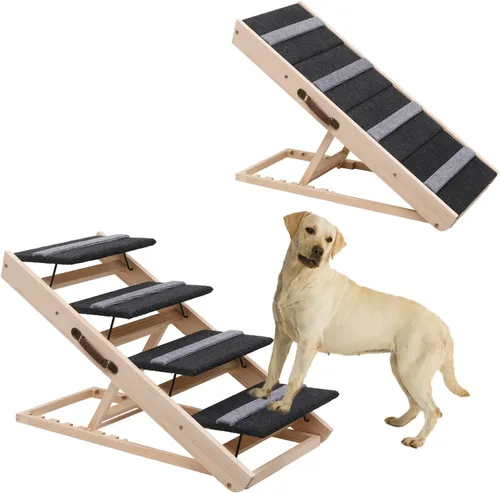 Escalera para perros 2 en 1, escaleras plegables para mascotas, rampa portátil para perros pequeños y grandes con superficie antideslizante, rampa