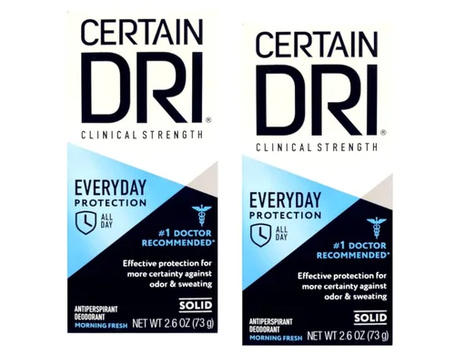 Certain Dri Everyday Strength Clinical Antitranspirante/Desodorante Sólido Morning Fresh – 2.6 onzas, paquete de 2