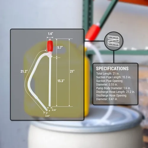 Miniatura 6 de TERA PUMP - Bomba de sifón manual de operación manual resistente a productos químicos basados en agua para gas, insecticidas químicos, diésel