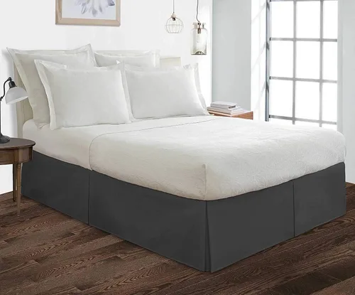 Miniatura 20 de Cotton Delight Falda de cama tamaño Queen 100% tela de mezcla de algodón, ajuste a medida de alta calidad, 1 falda de cama tamaño Queen de 12 Negro