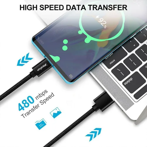 Miniatura 4 de CLEEFUN Cable USB C, cable USB a USB C trenzado, [paquete de 5, 3/3/6/6/10 pies] cargador tipo C cable de carga rápida para iPhone 16 15 Pro Negro