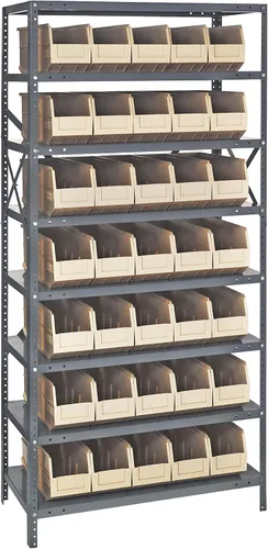 Miniatura 85 de Quantum QSBU-245BK Heavy Duty Shelving Unit with (7) Shelves and (24) QUS245 Black Bins for Garage Warehouse Storage Distribution 400 lb Load