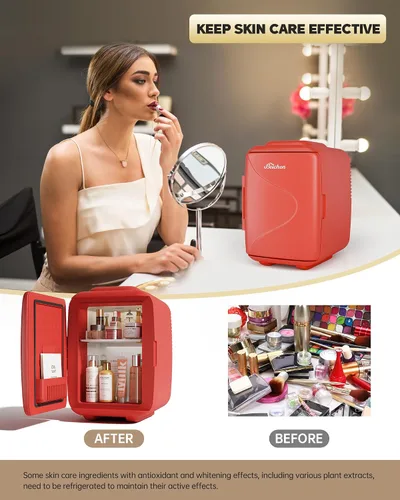 Miniatura 2 de BEICHEN Mini refrigerador [actualización], refrigerador pequeño de enfriamiento rápido de 4 litros/6 latas, refrigerador para el cuidado de la piel