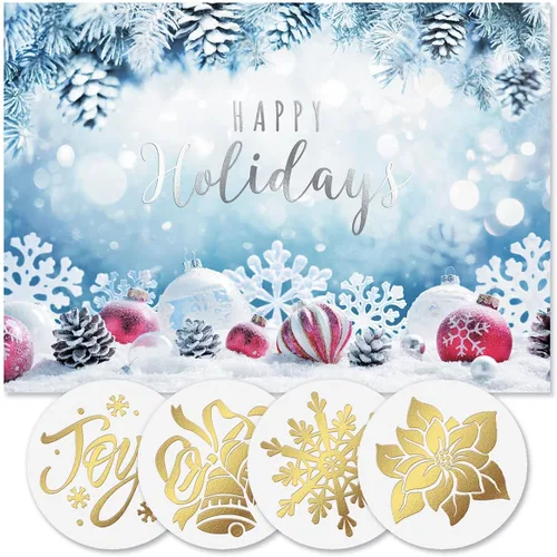 Miniatura 13 de Tarjetas de Navidad con imágenes coloridas azules de Colorful Images con sellos de sobres a juego, juego de 24 tarjetas, 5 x 7 plegadas, paquete