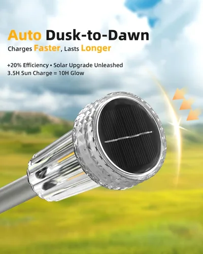 Miniatura 4 de DERAYSION Luces solares para exteriores, paquete de 8 luces impermeables para caminos de jardín, iluminación con poste de acero inoxidable
