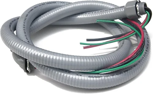 Kit de montaje de látigo eléctrico Sealproof, 3/4-pulgadas x 6 pies de conducto eléctrico flexible no metálico estanco y alambre de calibre 8 de una