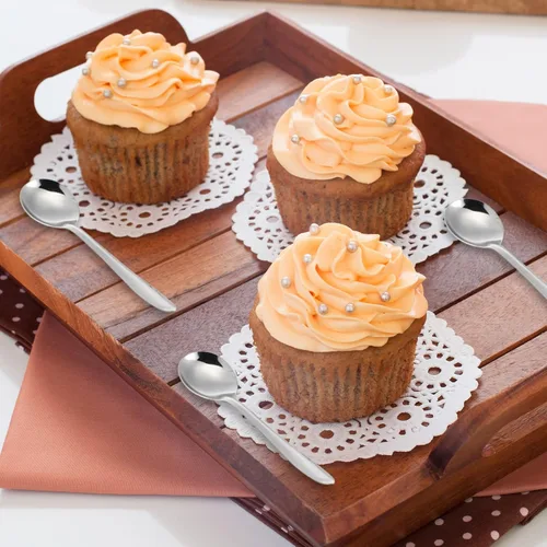 Miniatura 5 de Gerrii 100 cucharas de café Demitasse de 5.5 pulgadas, mini cucharas de café de acero inoxidable plateadas para aperitivo, postre, caviar, azúcar