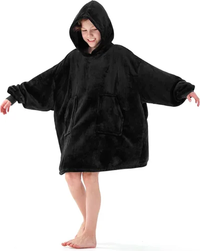 Miniatura 19 de Aemicion - Manta con capucha tipo sudadera tamaño grande, vellón Sherpa con mangas y bolsillo, unisex para adultos, ideal para hogar, oficina