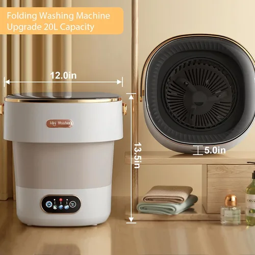 Miniatura 4 de Lavadora portátil, mini lavadora -20L mejorada con cesta giratoria, lavadora plegable de ropa interior, bebé y ropa pequeña, adecuada para el hogar