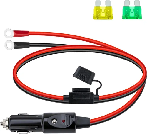 Enchufe de encendedor de cigarrillos resistente de 12 AWG, cable adaptador de enchufe macho de encendedor de cigarrillos de 3.3 pies con luces LED y