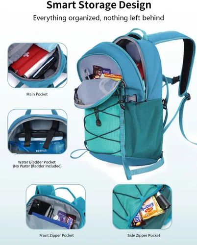 Miniatura 3 de ECOHUB Mochila pequeña de senderismo para hombres y mujeres, mochilas de viaje ligeras de 20 litros, resistentes al agua, para acampar, ciclismo