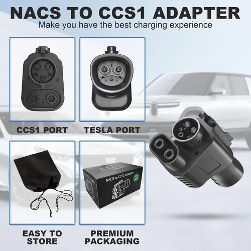 Miniatura 8 de Adaptador NACS a CCS1, adaptador de cargador rápido NACS máximo de 500 A 1000 V, compatible con supercargadores Tesla para CCS1 EVs, certificado ETL