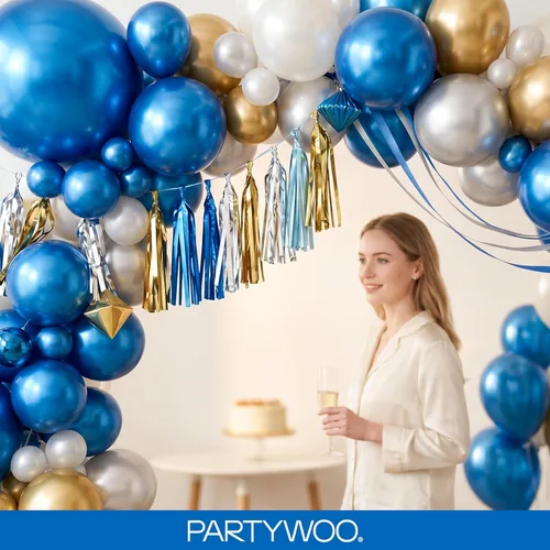 Miniatura 9 de PartyWoo Globos de color azul metálico, 100 unidades de diferentes tamaños de 18, 12, 10, 5 pulgadas, globos de látex azul cromado para graduación