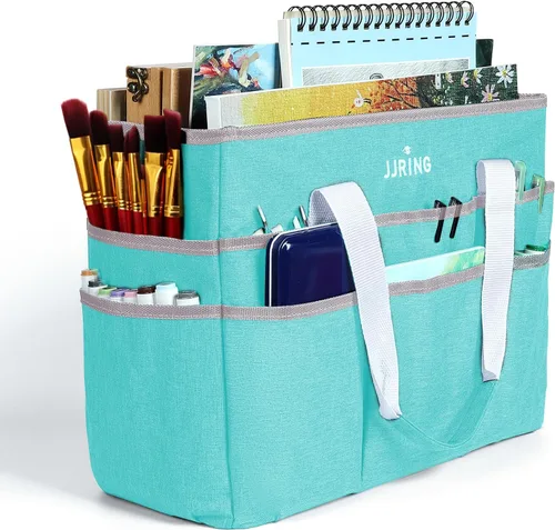 Miniatura 30 de JJRING Bolsa Organizadora de Transporte para Manualidades, Organizador de Almacenamiento de Arte con Múltiples Bolsillos, Bolsa de Costura Morado