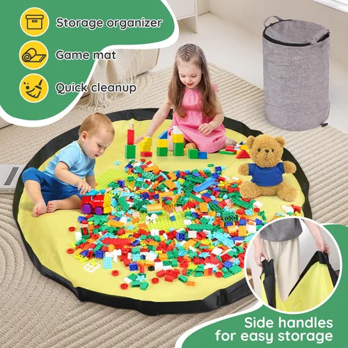 Miniatura 3 de Organizador de almacenamiento de juguetes para sala de juegos, contenedor plegable de 13 pulgadas de ancho x 16.5 pulgadas de alto con tapete