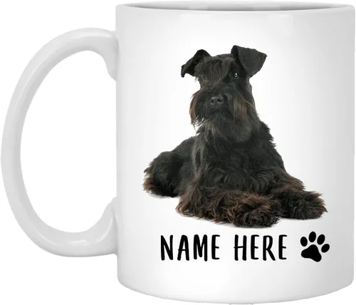 Schnauzer miniatura con nombre personalizado, regalos negros para mujeres y hombres, taza de café con texto personalizado, taza de cerámica de 11