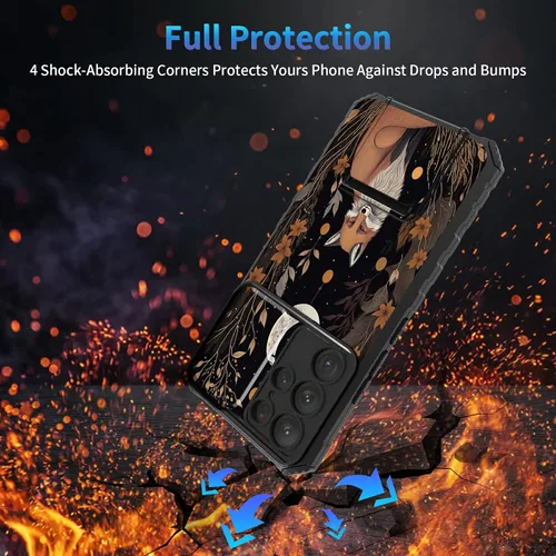 Miniatura 782 de Funda para Samsung Galaxy S22 Ultra 5G, Galaxy S22 Ultra con cubierta de cámara deslizante, funda resistente de doble capa con función atril Black