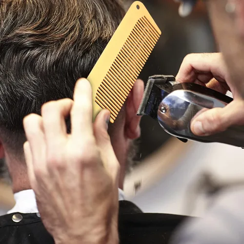Miniatura 5 de CGBARBER Juego de 3 piezas de peine de metal y cepillos de peluquería, acero inoxidable para hombres y mujeres, corte de pelo, parte superior plana