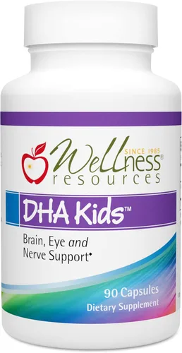 Wellness Resources DHA Kids - Omega 3 sin azúcar para niños - Aceite de pescado sin mercurio - Suplemento de salud cerebral y suplemento de