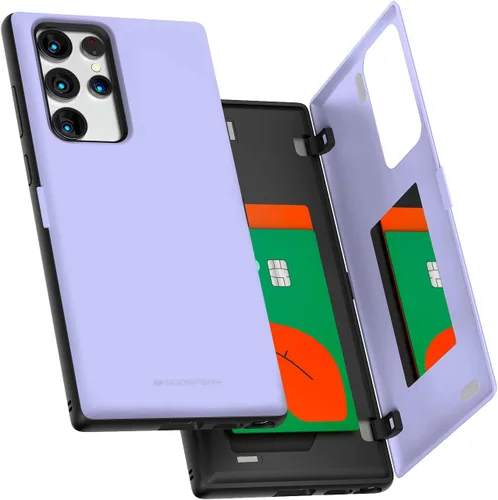 Miniatura 96 de GOOSPERY Funda tipo cartera para Samsung Galaxy S22 Ultra, [tarjetero] parachoques magnético de puerta con cierre automático, cubierta protectora