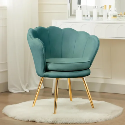 Miniatura 11 de Czlolo Juego de 2 sillas decorativas, sillas de tocador de terciopelo con respaldo, silla decorativa pequeña moderna de mediados de siglo para sala