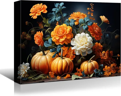 Miniatura 13 de YONICA Lienzo decorativo de Halloween para pared de sala de estar, decoración del hogar, árbol de Halloween y luna llena sobre lienzo, obra de arte