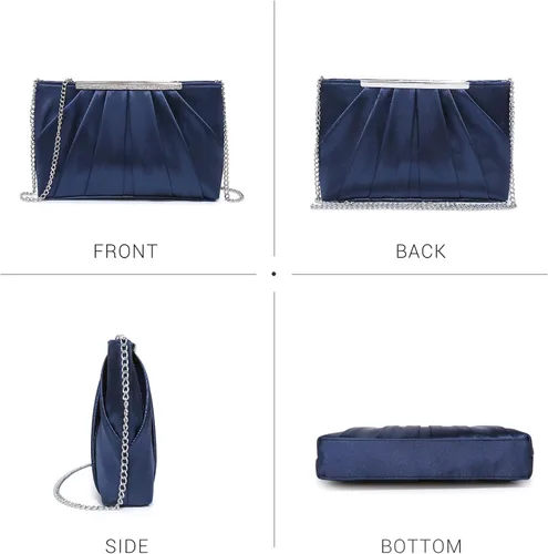 Miniatura 3 de Dasein - Bolsos de mano elegantes con pliegues para mujer, bolsos formales de noche con diamantes de imitación para bodas, fiestas, graduaciones