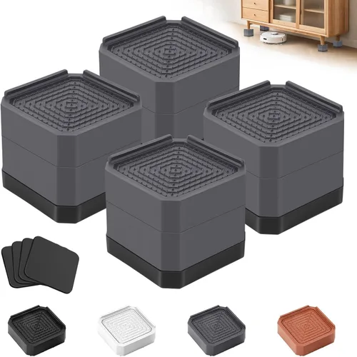 Miniatura 17 de Elevadores de cama para muebles – Elevador de bloque rectangular ajustable para elevar 1.5-3 pulgadas y 4.3 pulgadas camas, mesas, sofás