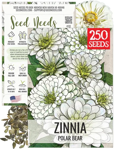Miniatura 34 de Seed Needs California Giants - Semillas de zinnia – 250 semillas tradicionales para plantar Zinnia elegans – Cultiva flores anuales polinizadas