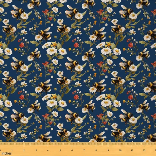 Miniatura 20 de Rustic Flowers Indoor Outdoor Fabric,Retro Floral Soft Flannel Polyester No Stretch Farmhouse Style Crafts & Sewing Supplies DIY Fabrics,1 Yard
