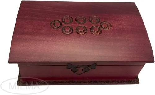 Miniatura 2 de Caja decorativa de madera para el pecho, caja de rompecabezas de apertura secreta celta, recuerdo de joyería hecha a mano hecha en Polonia, Madera