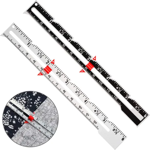 2 piezas de regla de costura, calibre deslizante de metal, herramienta de medición de costura, regla de acolchado para tejer, manualidades, costura,