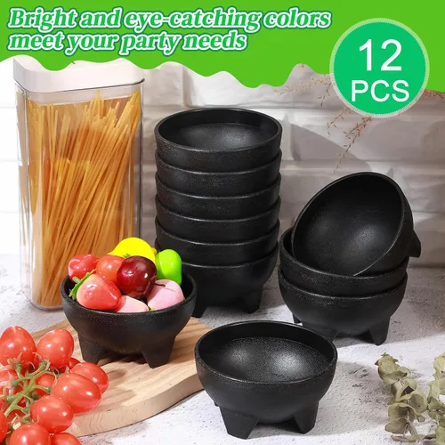 Miniatura 6 de Maxcheck 12 piezas de cuencos de salsa para fiesta de 4.5" de diámetro, cuencos de salsa mexicanos de plástico para guacamole, lindos chips y plato
