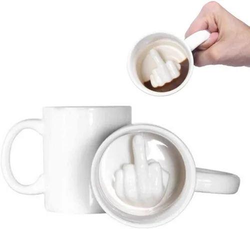 Miniatura 5 de Up Yours Mug Thumbs Up - Taza de café de cerámica con dedo medio, 14 onzas, té con leche, taza de regalo divertida para Año Nuevo, Navidad
