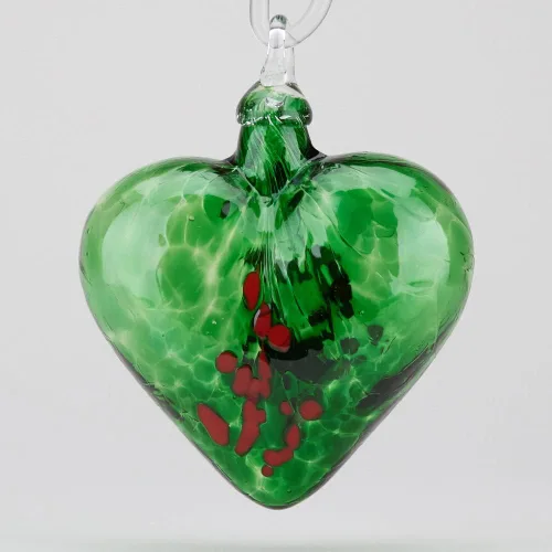 Miniatura 2 de Glass Eye Studio Adornos clásicos de corazón (chip de mosaico azul)