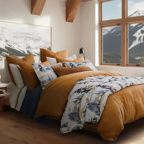 Paseo Road - Juego de funda de edredón de 3 piezas para cabaña Acadia, con fundas de almohada, tamaño queen, ropa de cama forestal, juego de funda