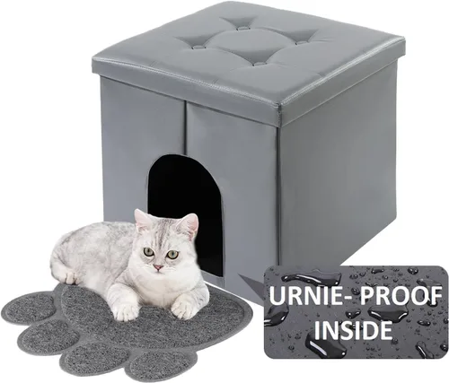Miniatura 7 de MEEXPAWS Mueble Gabinete Oculto para Caja de Arena de Gatos, Banco de Baño para Gatos Gabinete de Almacenamiento Pequeño 19.7'' x 19.7'' x 19.7'' A