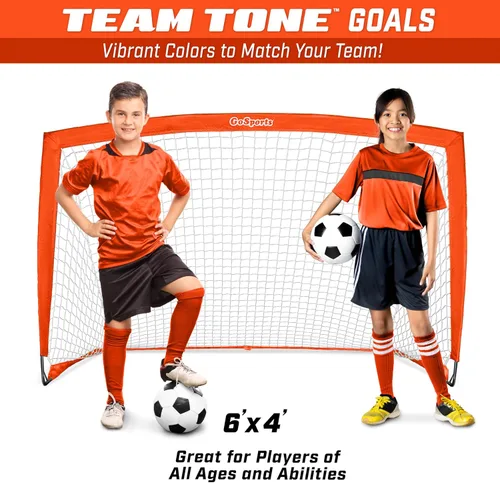 Miniatura 6 de GoSports - Arcos de fútbol portátiles para niños, 13 opciones de color, elige 4 x 3 pies o 6 x 4 pies, redes desplegables de tono de equipo para Rojo