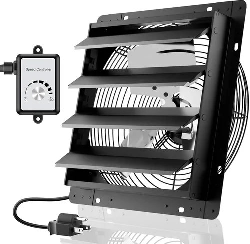 Miniatura 13 de HG Power 350 mm Exhaust Fan with Speed Regulator, Industrial Wall Fan with EC Motor, 2200 m³/h, Wall Fan, Adjustable Aluminium Window Fan for