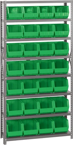 Miniatura 550 de Quantum QSBU-245BK Heavy Duty Shelving Unit with (7) Shelves and (24) QUS245 Black Bins for Garage Warehouse Storage Distribution 400 lb Load